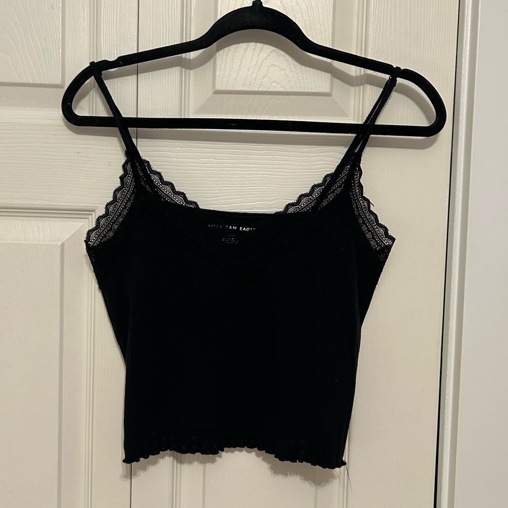 Women's Black Lace Trim Cami Top - American Eagle